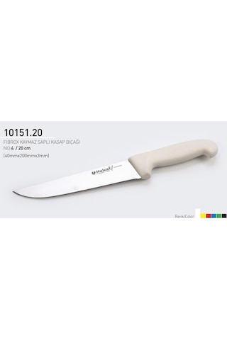 Fibrox Kaymaz Saplı Kasap Bıçağı 20 Cm No.4 Hulusi - Drita Bıçak 40mm X 200mm X 3mm 10151.20 Turuncu Renk