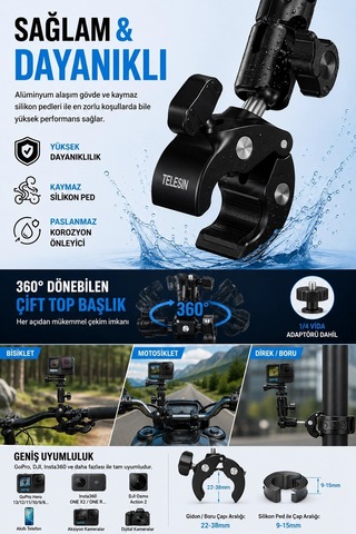 Motosiklet Bisiklet Gidon Kamera Montaj Metal Si 360 Döner Metal Tutucu 36068350