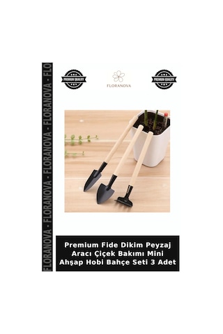Premium Fide Dikim Peyzaj Aracı Çiçek Bakımı Mini Ahşap Hobi Bahçe Seti 3 Adet