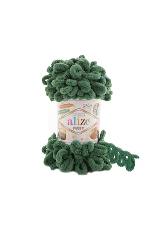 Alize 5 Adet Puffy El Örgü Ipliği 5'li Paket - 100 Gr. 9 Mt. Parmak Örgü Ipi - Şevval Tuhafiye 532 - Çam Yeşili