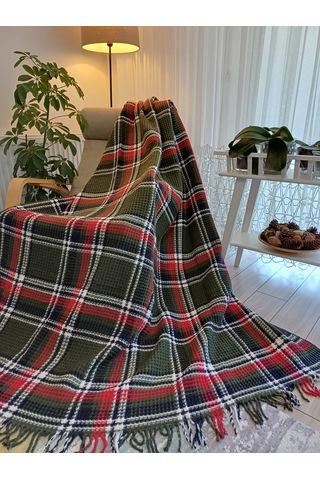 Skoç Battaniye Tek Kişili Kırmız-yeşil Skoç Battaniye