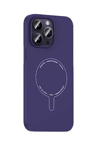 Maks Technology iPhone Uyumlu 14 Pro Max Kılıf M-safe Şarj Özellikli Kamera Korumalı Mkst Elio Sert Pc Kapak - Derin Mor
