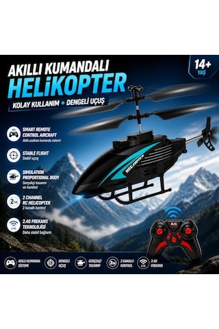 Akıllı Uzaktan Kumandalı Helikopter - 2.4ghz Engel Tanıma Özellikli, 2 Kanallı Stabil Uçuş Sağlayan Şarjlı Drone 14+ Yaş