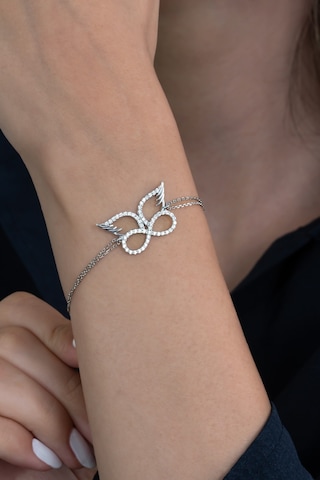 Kanatlı Sonsuzluk Taşlı Kadın Gümüş Bileklik Ybl06