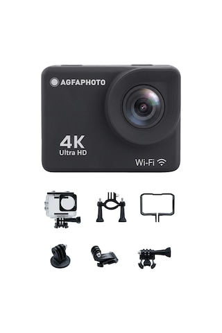 Agfaphoto Realimove Ac9000-30 Su Geçirmez Dijital Eylem Kamera Gerçek 4k Eıs Anti-shake, 170 Â Açı, 2.0 İnç Lcd Ekran, 18 Zubehörteile, Wlan Siyah M