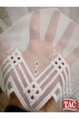 Taç TTM Zemin Etek Desenli Düz Tül Perde / Ölçünüze Özel Dikim