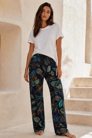 Remsa Büyük Beden Kadın Yaprak Desen Viskon Kumaş Penye Battal Tek Pijama Alt 25 Lacivert03