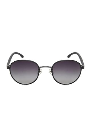 Ferfarani Ff 1398 345p 52 Unisex Oval Siyah Metal Güneş Gözlüğü Siyah