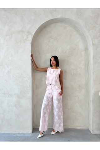 Verymoda D 2913 Nakışlı Pantolon D2913 Pembe