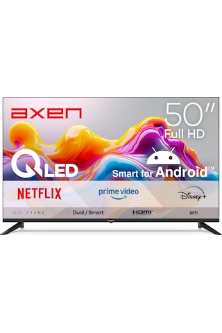 Axen AX50QFPRL-A14S 50" 126 Ekran Uydu Alıcılı Full Hd 50" Android Smart Qled Tv  Siyah
