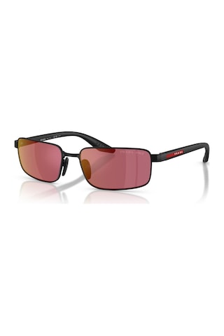 Prada Ps B54s 1bo07a 59 Linea Rossa Erkek Polarize Dikdörtgen Aynalı Siyah Metal Güneş Gözlüğü Siyah