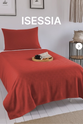 Loya %100 Pamuk Tek Kişilik Pike Yatak Örtüsü Koltuk Örtüsü 160x230cm Kırmızı