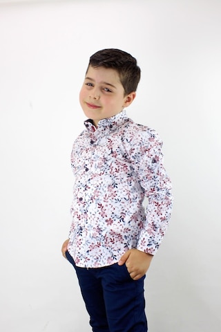 Doctor Junior Erkek Çocuk Katlanır Kollu Çiçekli Slim Fit Gömlek Bordo