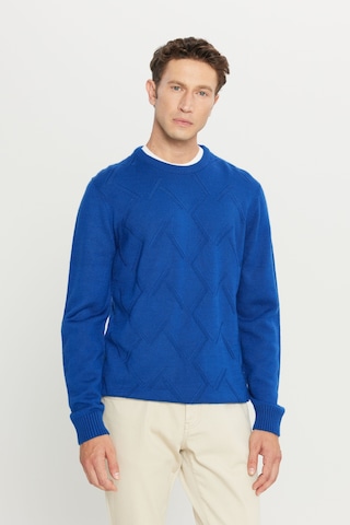 AC&Co / Altınyıldız Classics Erkek Saks Mavi Standart Fit Normal Kesim Bisiklet Yaka Jakarlı Yünlü Triko 4A4923100205SKSXL Saks