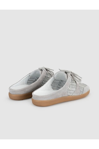 Gri Süet Deri Kadın Mule Sneaker