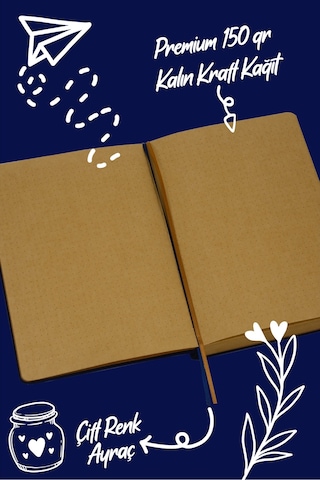 Victoria's Journals Bujo Kraft Süet Defter Süet 96 Yaprak A5 150 Gr. Noktalı