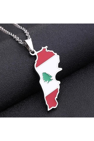 Titanyum Çelik Lübnan Haritası Ve Bayrağı Kolye Ucu Paslanmaz Çelik Yağ Damlası Kolye Erkek Ve Kadın Titanyum Çelik Takı Altın