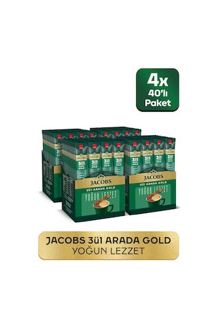 Jacobs 3'ü 1 Arada Gold Yoğun Lezzet Karışım Kahve 160 Adet 40'lı Kutu x 4
