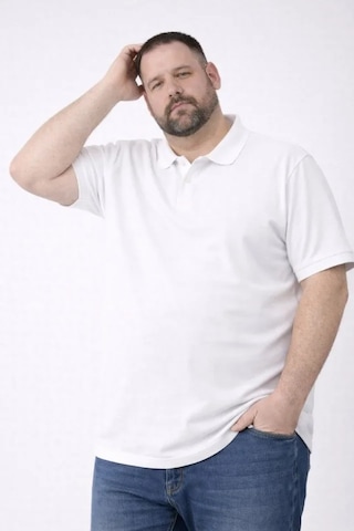 Veraura Lifestyle Erkek Pike Kumaş Düğmeli Yaka Battal Büyük Beden Günlük Kısa Kol Tişört T-shirt - Beyaz