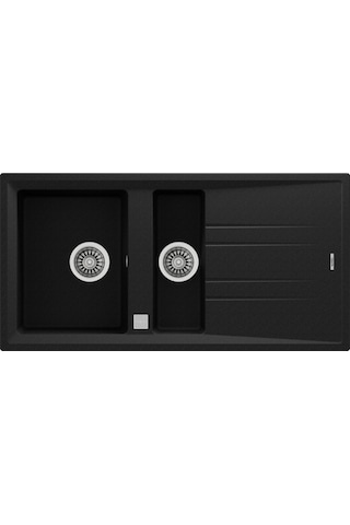 Teka Stone 60 B-Tg Bir Büyük Hazne Bir Küçük Hazne Ve Damlalıklı Tegranite Eviye - Metalik Siyah - 115360010