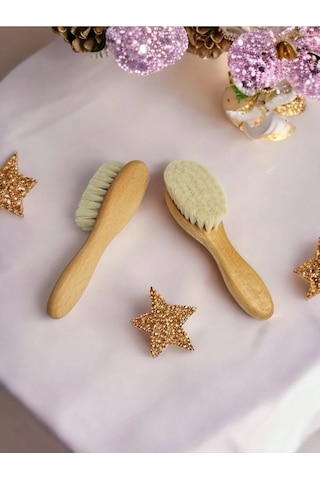 Oğal Keçi Kılı Bebek Saç Fırçası Yumuşak Midi Boy Bebek Tarağı