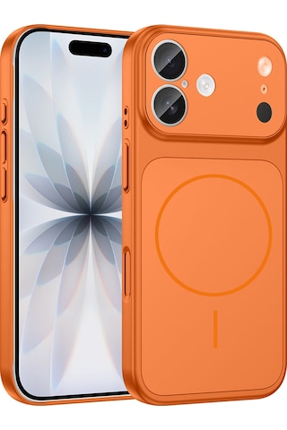 Apple Uyumlu iPhone 16 Kılıf Zore M-safe Şarj Özellikli Kamera Korumalı Formen Kapak Turuncu
