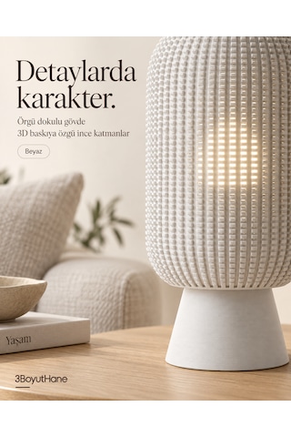 Modern Dekoratif Masa Lambası Salon Ve Yatak Odası İçin Abajur, 10 Renk Seçeneği, E14 Led Uyumlu Beyaz