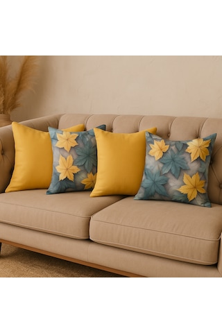 4 Lü Bohem Dekoratif Kırlent Seti Overlok Dikişli, Tela Destekli , Dijital Duck Kumaş , 4al 1 Öde 40 x 40