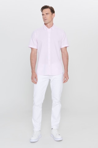 AC&Co / Altınyıldız Classics Erkek PEMBE Slim Fit Dar Kesim Gizli Düğmeli Yaka %100 Pamuk Gofre Desenli Gömlek Pembe