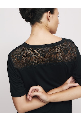 Marks & Spencer Dantel Detaylı Pijama Üstü T37003638T Siyah