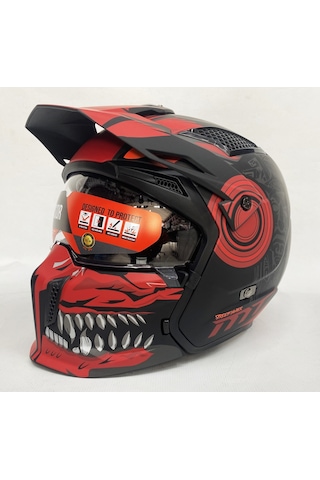 Mt Streetfighter SV Aztec B5 Modüler Motosiklet Kaskı Mat Siyah - Kırmızı