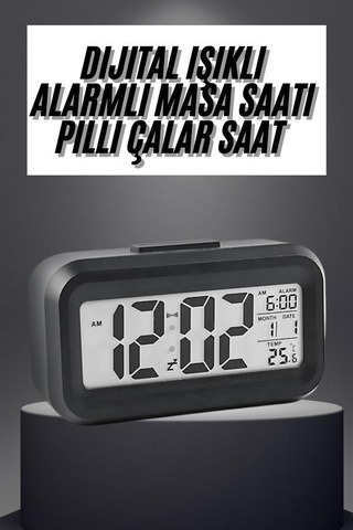 Gece Dijital Masa Saati Dijital Alarmlı Led Ekran Pilli Çalar Saat - Lisinya Sarı