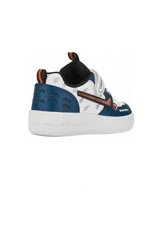 Unisex Çocuk Spor Ayakkabı Ortopedik Lastik Bağcık Cırtlı Desenli Kaymaz Taban Yürüyüş Sneaker 033 4-siyah-beyaz-petrol
