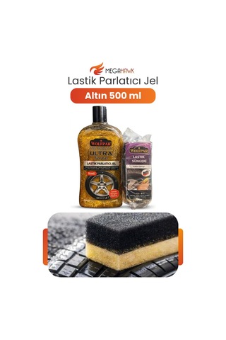 Lastik Parlatıcı Jel Altın Renk Simli 500 Ml + Lastik Süngeri li Parlaklık Koruma