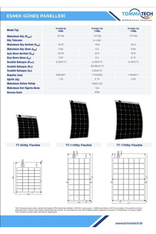 Tommatech 170 Watt Esnek Güneş Paneli Flexible