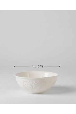 6 Kişilik Kabartma Desen Pera Çorba Kasesi 13cm Krem Rengi