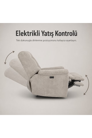 Smarto Relax Porto Comfort Elektrikli Döner Sallanan Tv Koltuğu Kontrol Panel... Bej