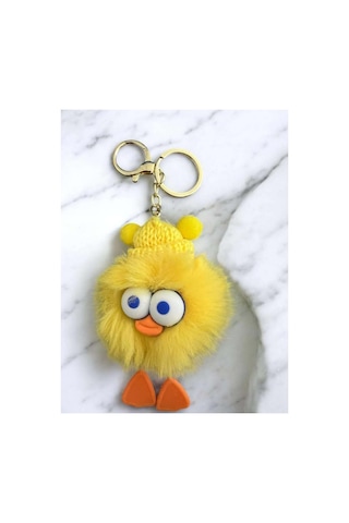 Peluş Ördek Anahtarlık Ve Çanta Aksesuarı - Sarı Beyaz Beyaz