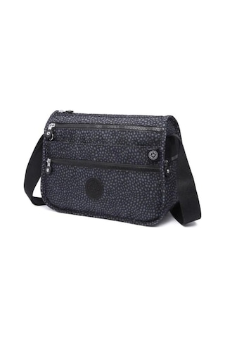 Smart Bags Çok Cepli Günlük Orta Boy Su Geçirmez Krınkıl Kumaş Kadın Omuz Çantası Puantiye Siyah