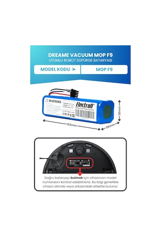 Dreame Vacuum Mop F9 Batarya 5200mah Pil Robot Süpürge Batarya