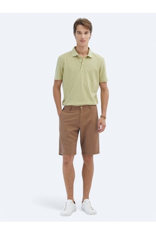 Kip Limon Küfü Desenli Polo Yaka Pamuk Karışımlı T-shirt Haki