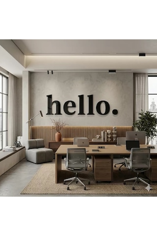 100x35 Cm Dev Boy "hello." Yazılı Kırılmaz Pleksi Ayna - Premium Ofis Ve Villa Antre Dekoru Belirtilmemiş