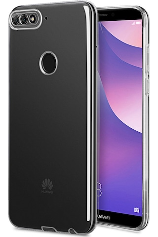 Huawei Y7 2018 Kılıf Toz Koruma Tıpalı Şeffaf Arka Kapak