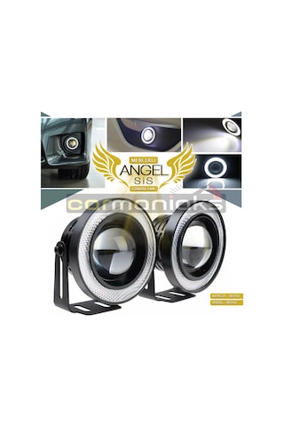 Mercekli Angel Led Halkalı Sis Far Metal Alaşım Gövde Su Geçirmez 89 MM Beyaz