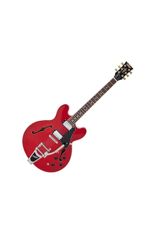 Vintage Vsa500b Reissued Semi Hollow Elektro Gitar - Cherry Red W/bigsby