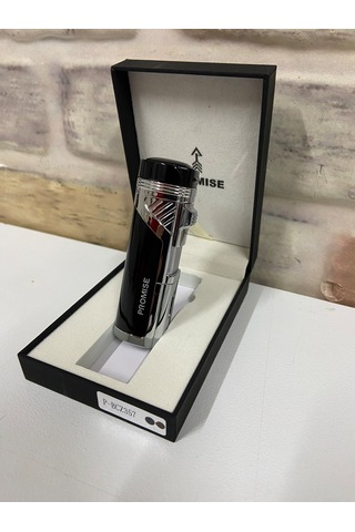 Promise Marka 4 Ateşlemeli Siyah Gri Puro Çakmağı İsme Özel Çakma