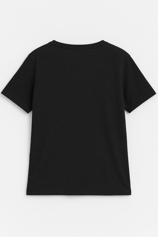 Markapia Kadın V Yaka Kısa Kollu Düz T-shirt Siyah