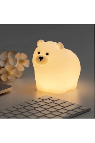Sevimli Ayıcık Gece Lambası Dokunmatik Sensörlü Renkli Çocuklar Için Usb Şarjlı İthal Ürün Çok Renkli