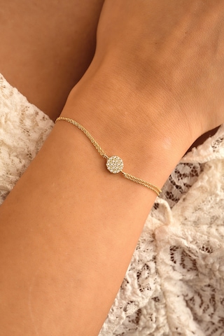 Sefa Gold 14 Ayar Altın Taşlı Daire Bileklik Sarı - Beyaz Altın