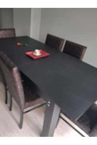 Masa Sandalye Sarmaşık 90657 Siyah Masa Suni Deri Döşeme 6 Adet Sandalye Siyah